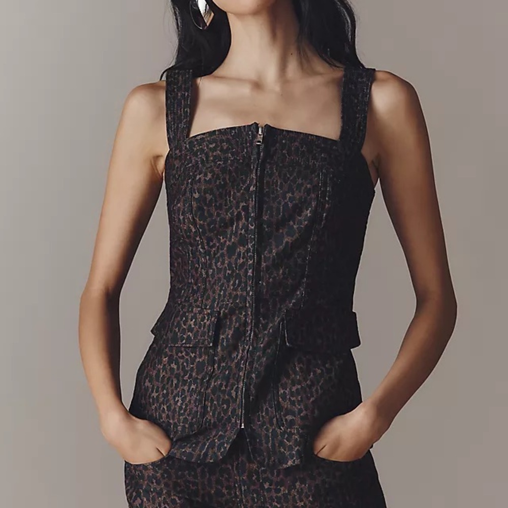 Anthropologie front zip square neck tank NWT